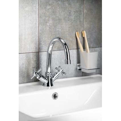 Aqualine - Izlietnes jaucējkrāns XENIA RETRO 22,2 cm spīdīgs hroms