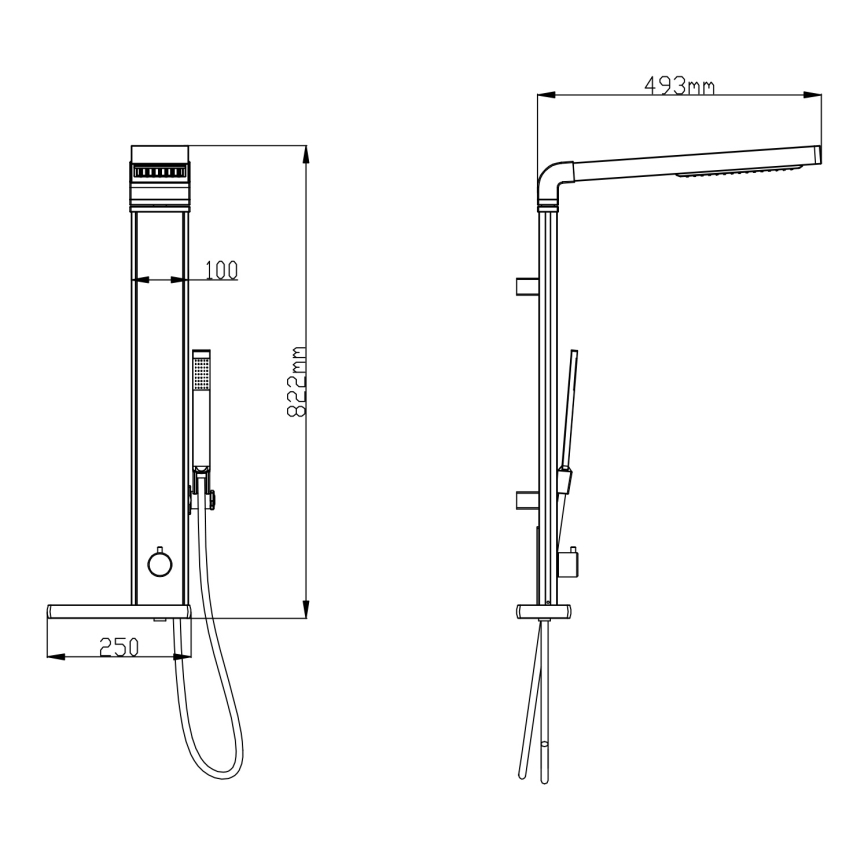Aqualine - ROME dušas komplekts, spīdīgs hroms