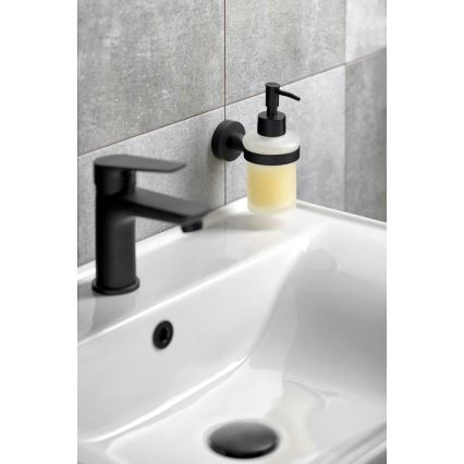 Aqualine - Sienas ziepju dozators SAMBA 150 matēts pienīgs stikls/matēts melna