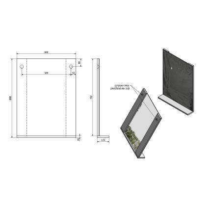 Aqualine - Spogulis BETA 60x80 cm balts