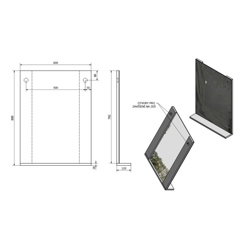 Aqualine - Spogulis BETA 60x80 cm balts