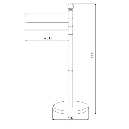 Aqualine - Statīvs ar dvieļu pakaramo SAMBA 85,5 cm nerūsējošs tērauds/spīdīgi hromēts