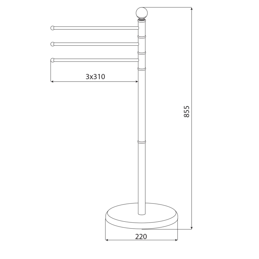 Aqualine - Statīvs ar dvieļu pakaramo SAMBA 85,5 cm nerūsējošs tērauds/spīdīgi hromēts