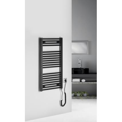 Aqualine - Vannas istabas elektriskais radiators DIRECT-E 300W/230V 96 cm matēts melna taisns