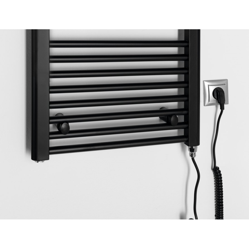 Aqualine - Vannas istabas elektriskais radiators DIRECT-E 300W/230V 96 cm matēts melna taisns