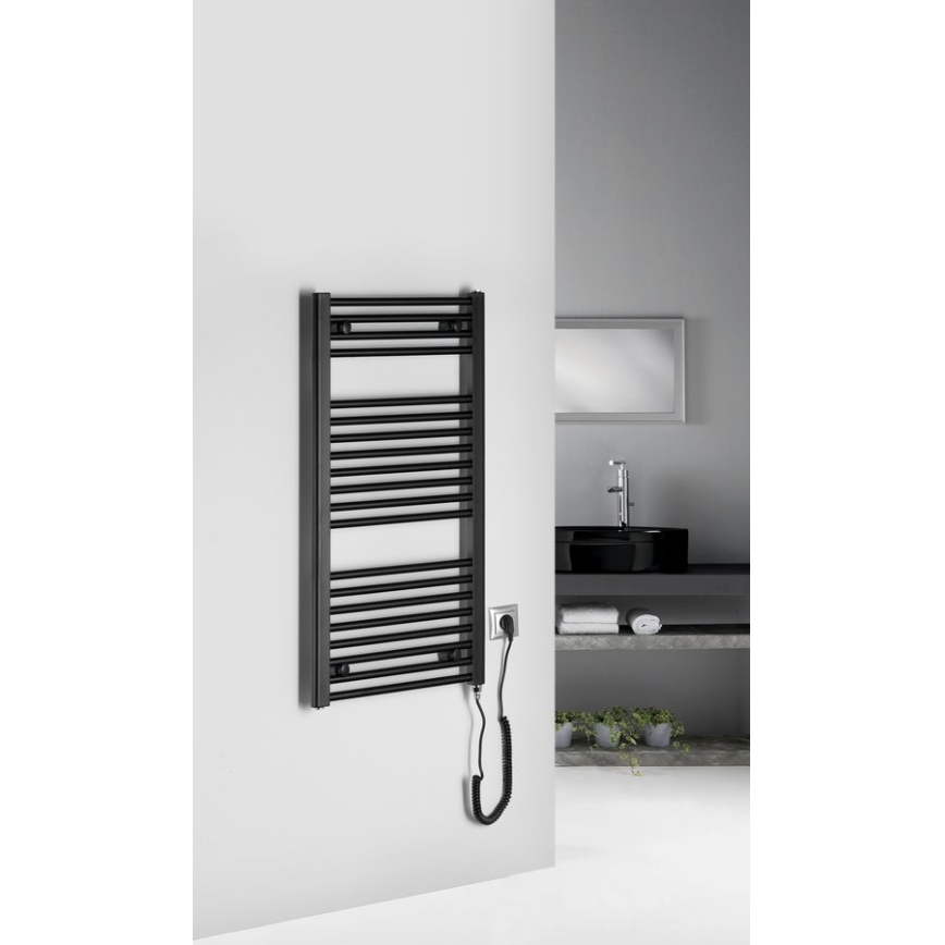 Aqualine - Vannas istabas elektriskais radiators DIRECT-E 300W 96x45 cm matēts melns