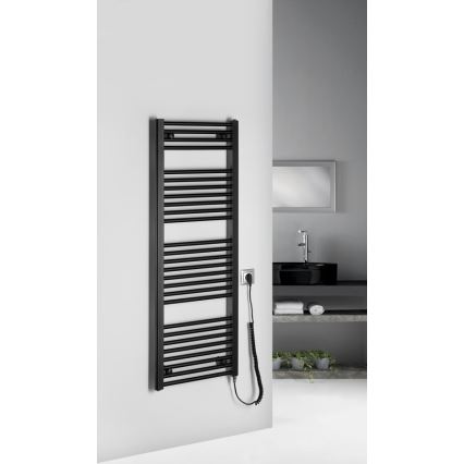 Aqualine - Vannas istabas elektriskais radiators DIRECT-E 400W/230V 132 cm matēts melna taisns