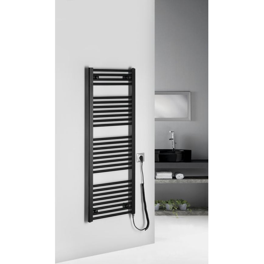 Aqualine - Vannas istabas elektriskais radiators DIRECT-E 400W/230V 132 cm matēts melna taisns