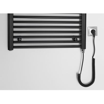 Aqualine - Vannas istabas elektriskais radiators DIRECT-E 400W/230V 96 cm matēts melna taisns
