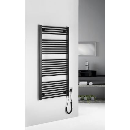 Aqualine - Vannas istabas elektriskais radiators DIRECT-E 600W/230V 132 cm matēts melna taisns