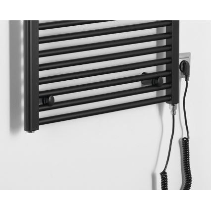 Aqualine - Vannas istabas elektriskais radiators DIRECT-E 600W/230V 132 cm matēts melna taisns