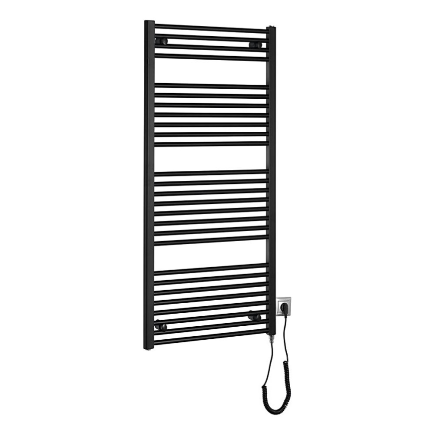 Aqualine - Vannas istabas elektriskais radiators DIRECT-E 600W/230V 132 cm matēts melna taisns