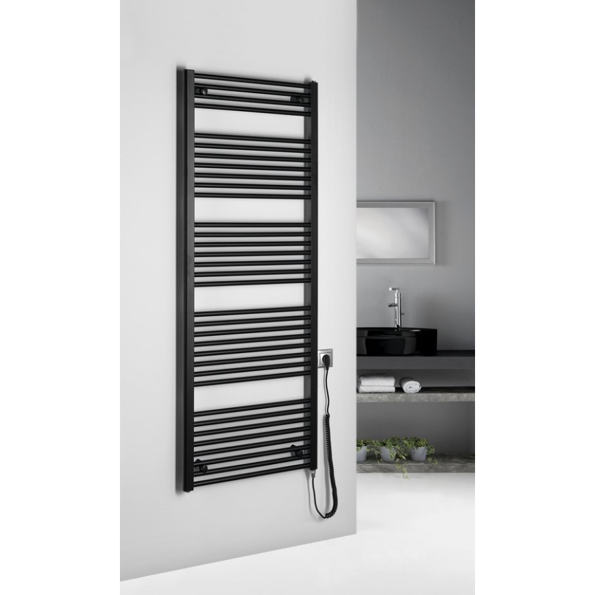 Aqualine - Vannas istabas elektriskais radiators DIRECT-E 800W 168x60 cm matētas melnas krāsas