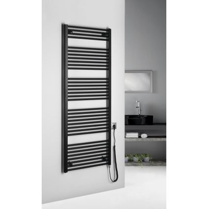 Aqualine - Vannas istabas elektriskais radiators DIRECT-E 800W/230V 168 cm matēts melna taisns