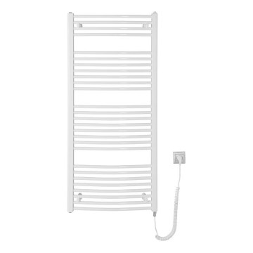 Aqualine - Vannas istabas elektriskais radiators ORBIT-E 600W 132x60 cm balts apaļš