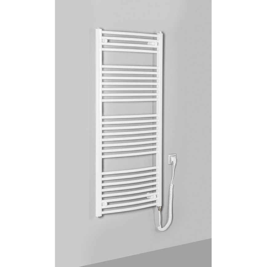 Aqualine - Vannas istabas elektriskais radiators ORBIT-E 600W 132x60 cm balts apaļš