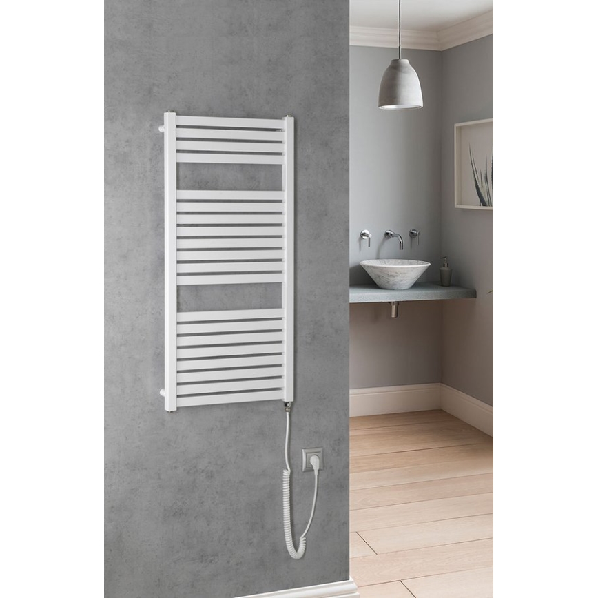 Aqualine - Vannas istabas elektriskais radiators TONDI-E 300W/230V 97 cm balta taisns