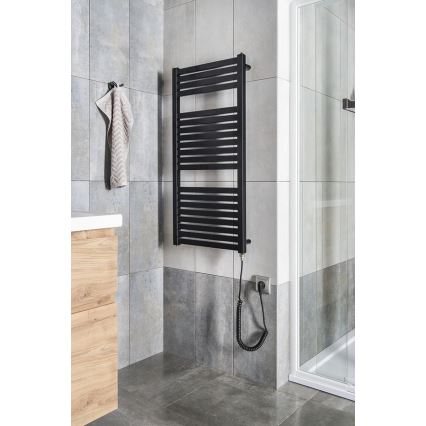 Aqualine - Vannas istabas elektriskais radiators TONDI-E 300W 97x45 cm matēta melna