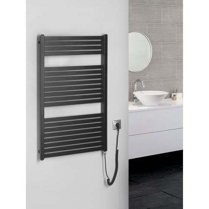 Aqualine - Vannas istabas elektriskais radiators TONDI-E 400W/230V 97 cm matēts melna taisns