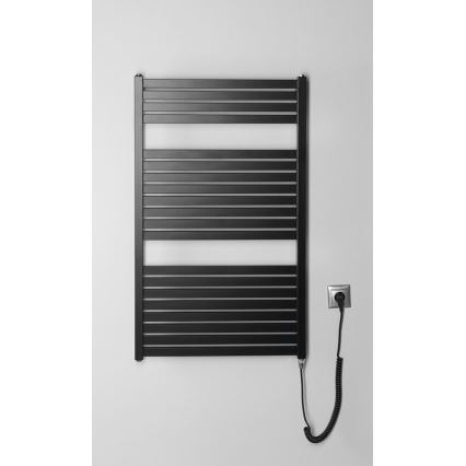 Aqualine - Vannas istabas elektriskais radiators TONDI-E 400W/230V 97 cm matēts melna taisns