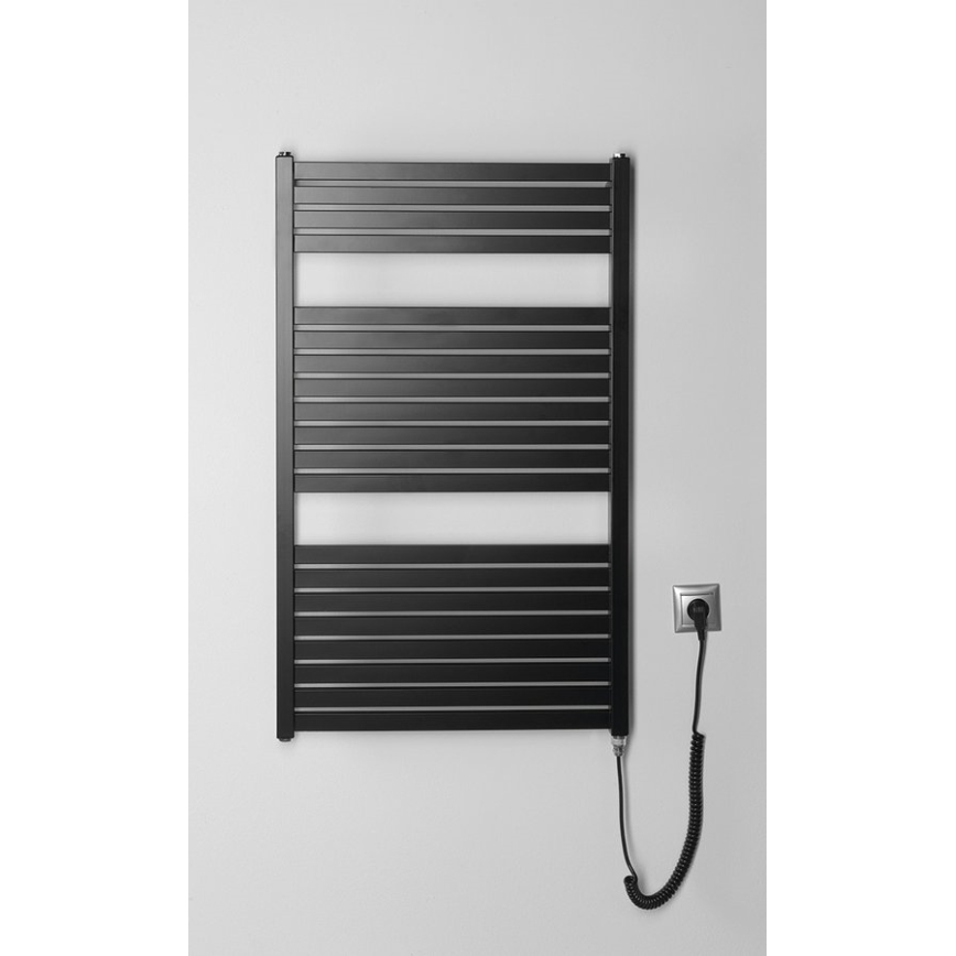 Aqualine - Vannas istabas elektriskais radiators TONDI-E 400W/230V 97 cm matēts melna taisns