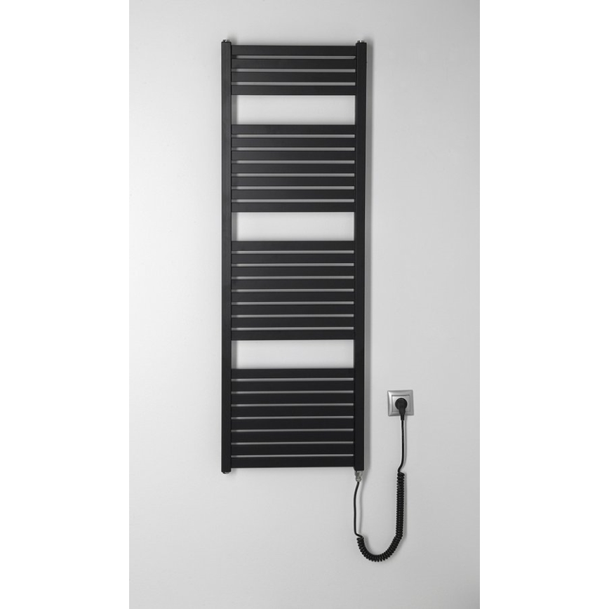 Aqualine - Vannas istabas elektriskais radiators TONDI-E 500W 133x45 cm, matētas melnas krāsas