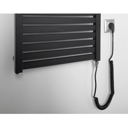 Aqualine - Vannas istabas elektriskais radiators TONDI-E 500W 133x45 cm, matētas melnas krāsas