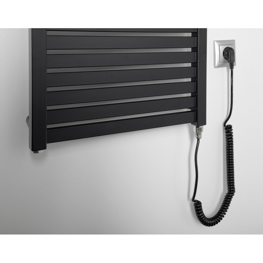 Aqualine - Vannas istabas elektriskais radiators TONDI-E 500W 133x45 cm, matētas melnas krāsas