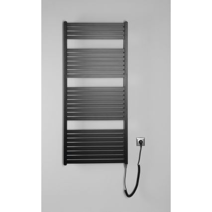 Aqualine - Vannas istabas elektriskais radiators TONDI-E 600W 133x60 cm, matēta melna