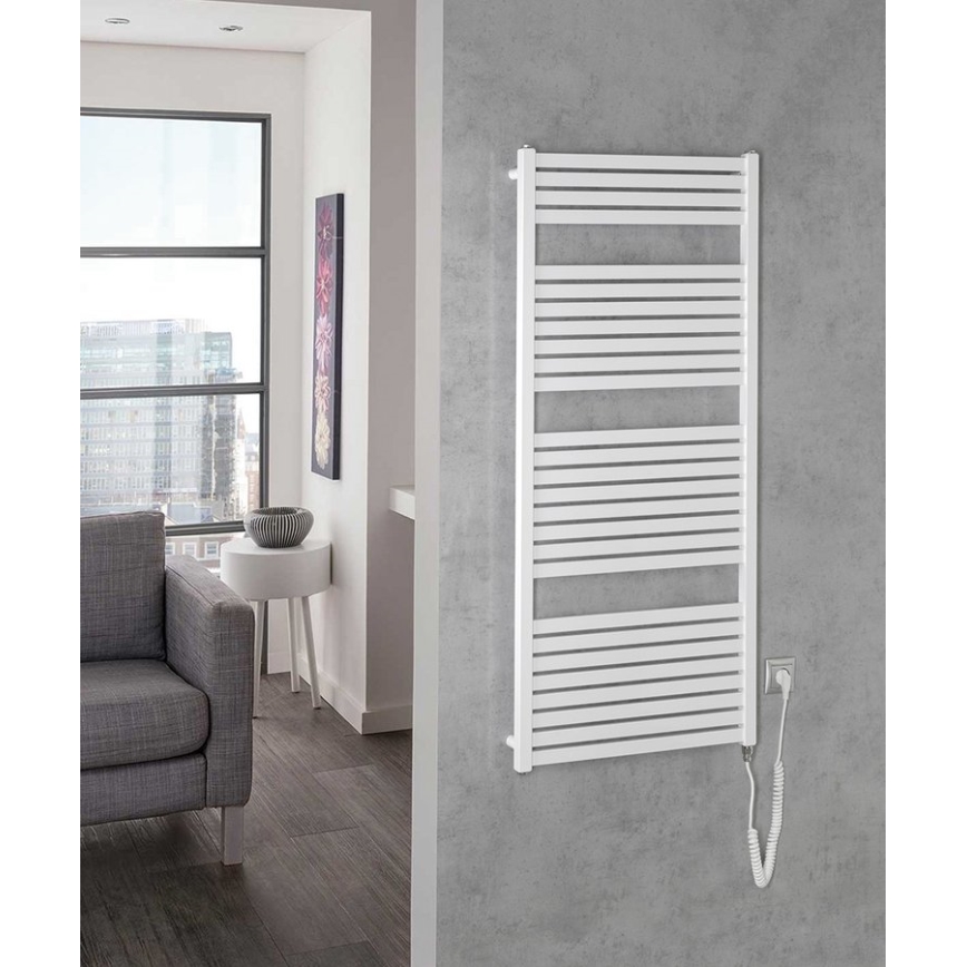 Aqualine - Vannas istabas elektriskais radiators TONDI-E 600W/230V 133 cm balta taisns