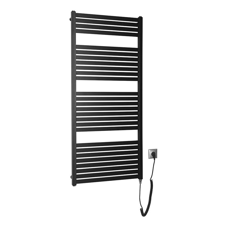 Aqualine - Vannas istabas elektriskais radiators TONDI-E 600W/230V 133 cm matēts melna taisns