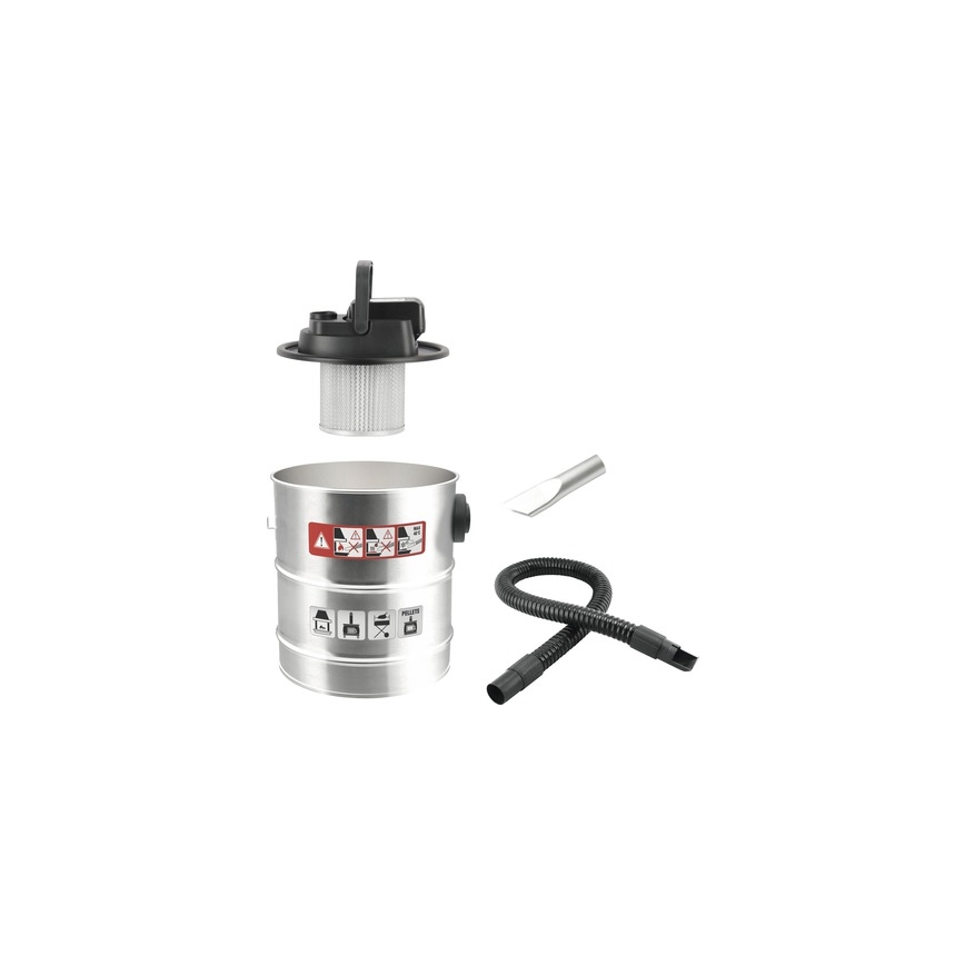 Ar akumulatoru darbināms pelnu putekļu sūcējs ar HEPA filtru 12 l 110W/18V 2000 mAh matēts hroms