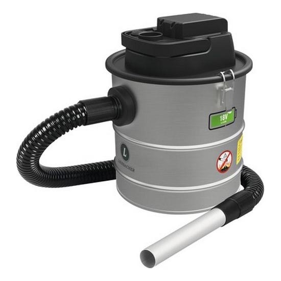 Ar akumulatoru darbināms pelnu putekļu sūcējs ar HEPA filtru 12 l 110W/18V 2000 mAh matēts hroms