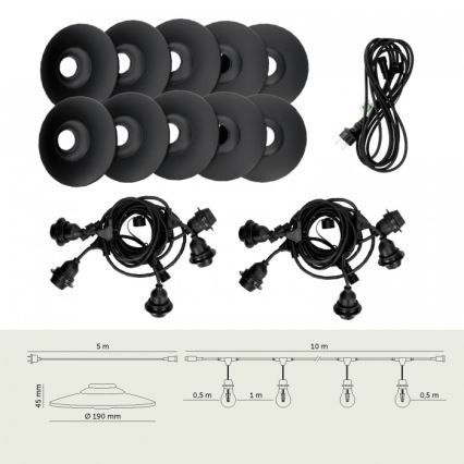 Āra dekoratīvā virtene CRETE 10xE27/230V 15m IP44