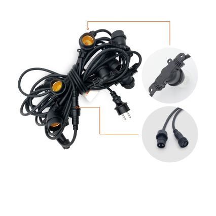 Āra dekoratīva virtene MIMOSA 10xE27/1,3W/230V IP44 10 m