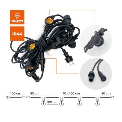 Āra dekoratīva virtene MIMOSA 10xE27/1,3W/230V IP44 10 m