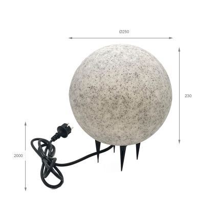 Āra dekoratīvais gaismeklis LUMISTONE 1xE27/15W/230V IP65 Ø 25 cm