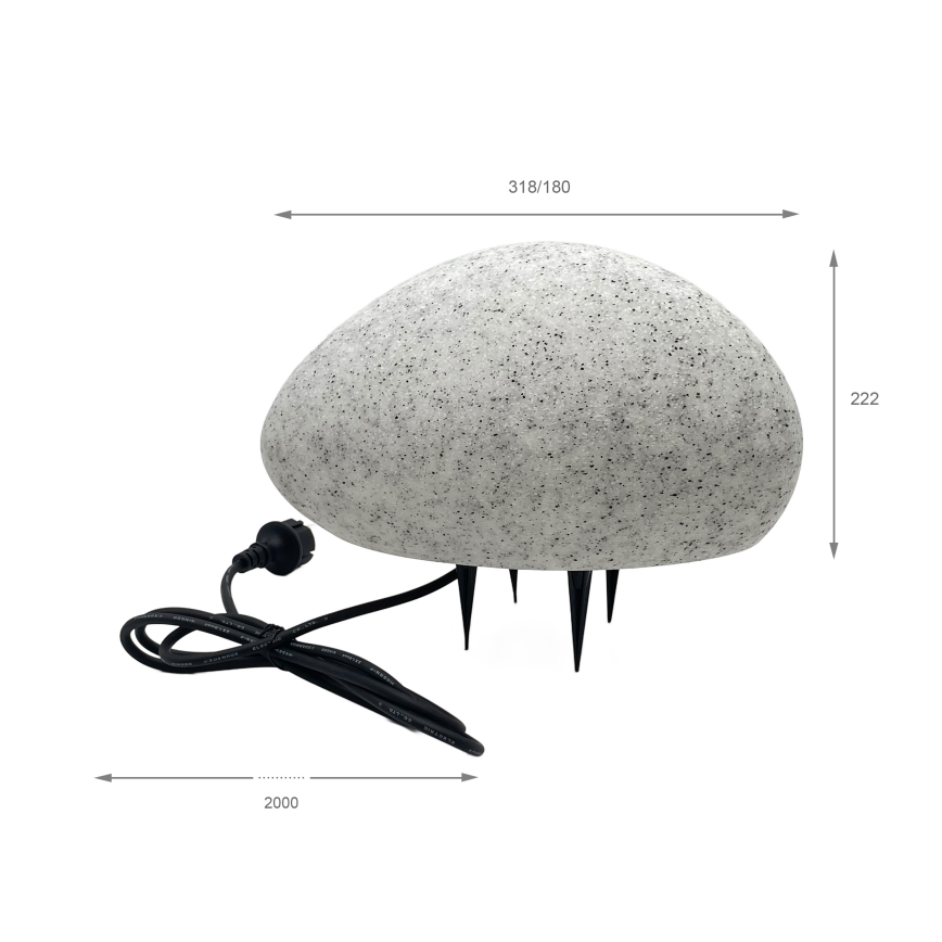 Āra dekoratīvais gaismeklis LUMISTONE 1xE27/15W/230V IP65 Ø 31,8 cm