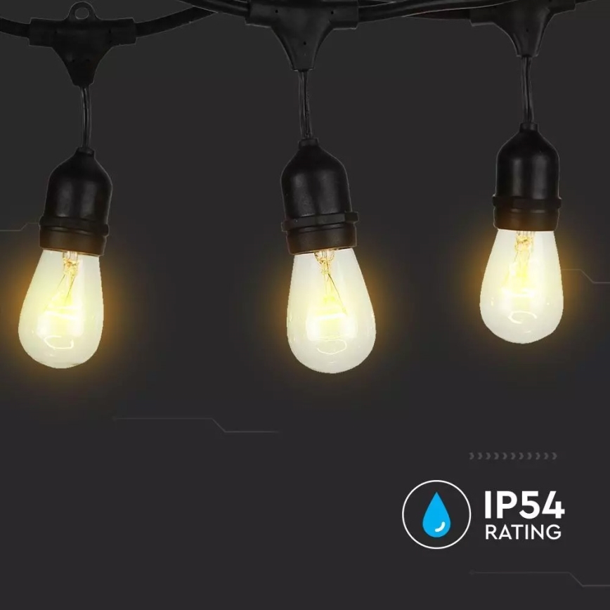 Āra gaismas virtene STRING 15m 15xE27/25W/230V IP54