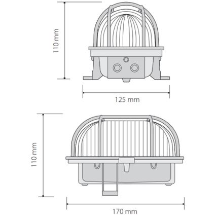 Āra griestu gaismeklis OVAL 1xE27/60W/230V IP44