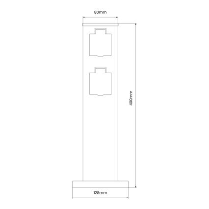 Āra kontakligdzdu kolonna 2Z SCHUKO 230V IP44 40 cm melna