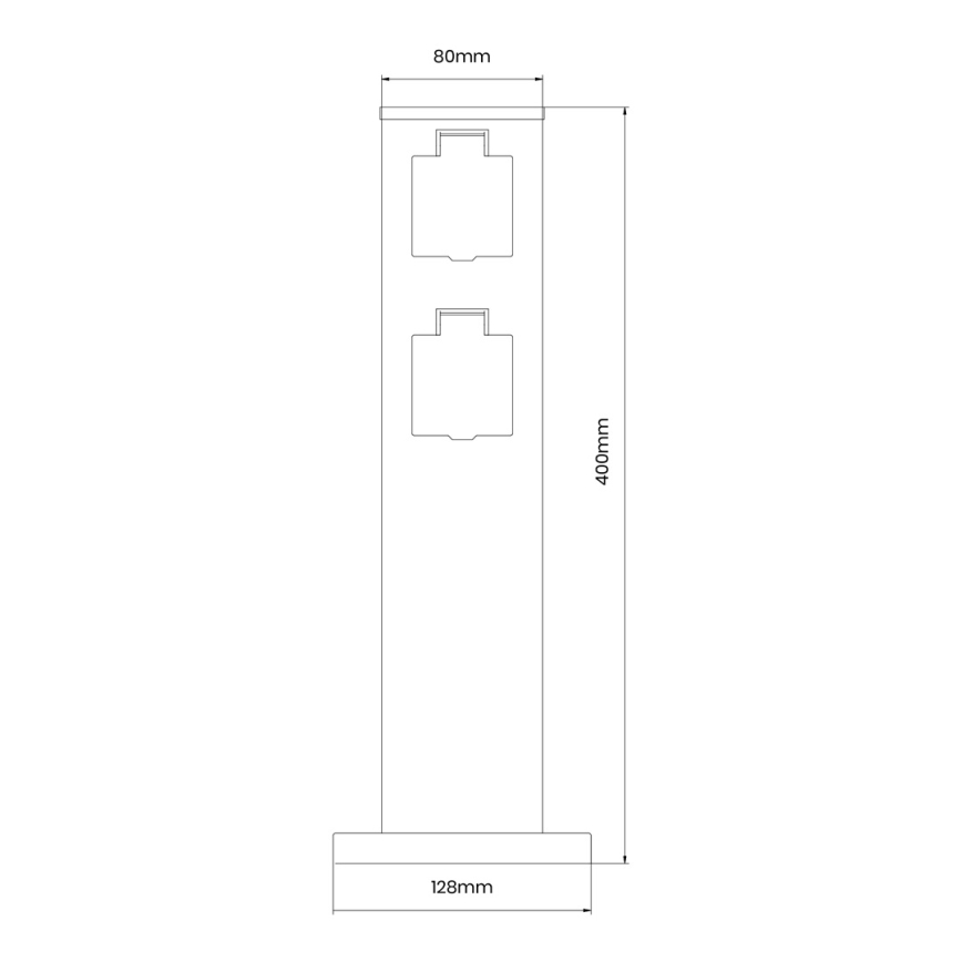 Āra kontakligdzdu kolonna 2Z SCHUKO 230V IP44 40 cm melna