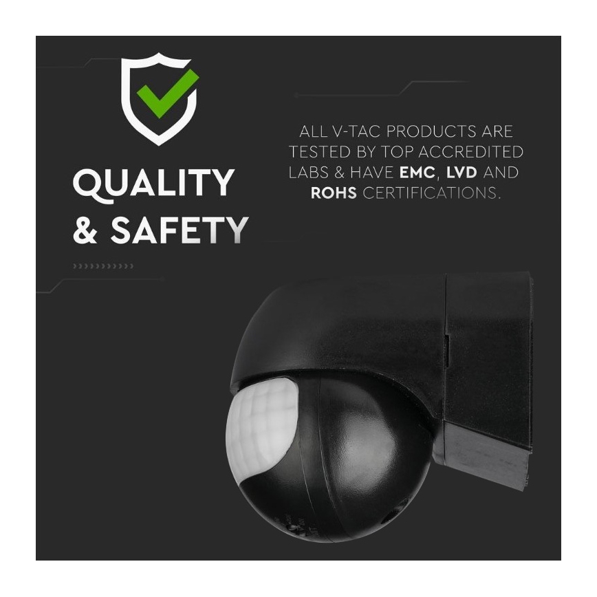 Āra kustību sensors 230V IP44 melns