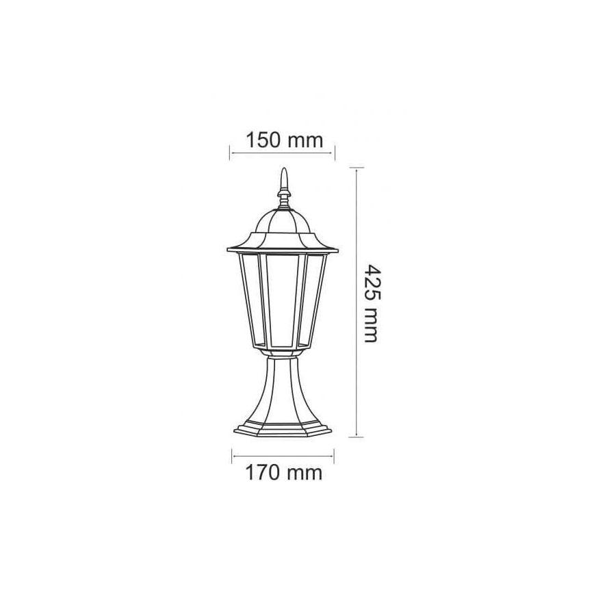 Āra lampa 1xE27/20W/230V IP43 42,5 cm melna