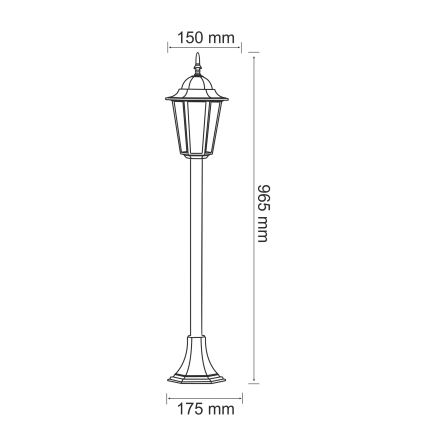 Āra lampa 1xE27/20W/230V IP43 96,5 cm patina