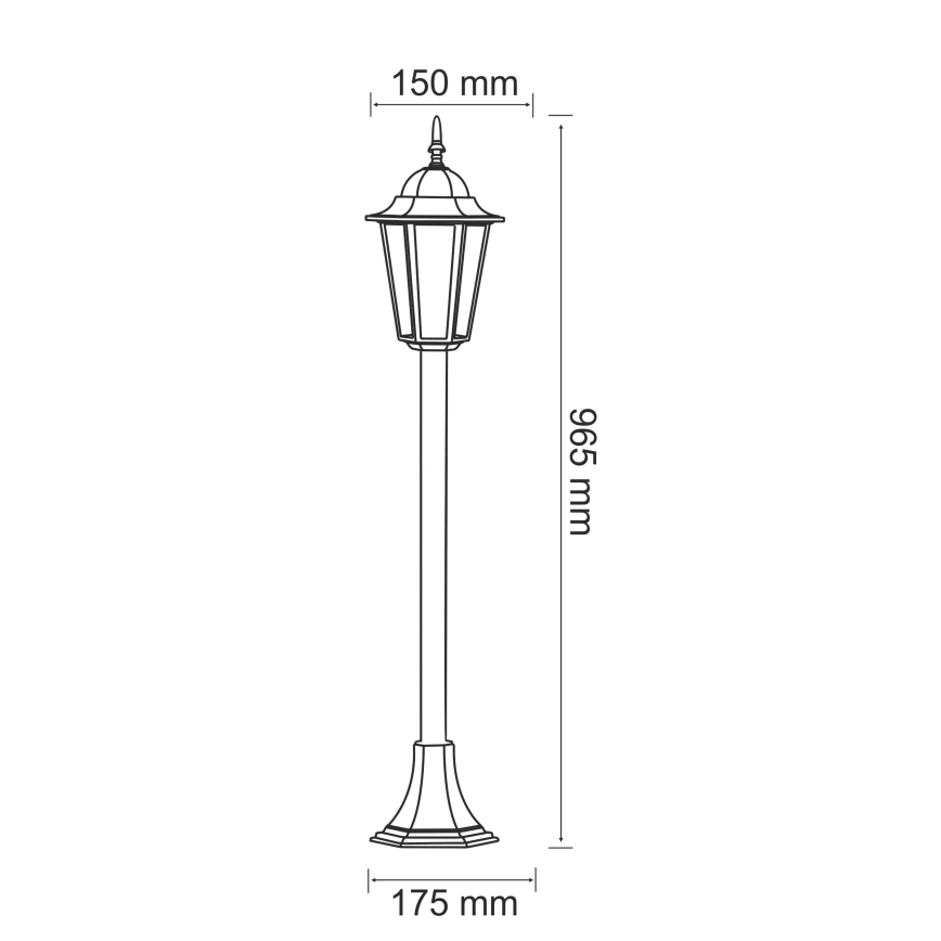 Āra lampa 1xE27/20W/230V IP43 96,5 cm patina