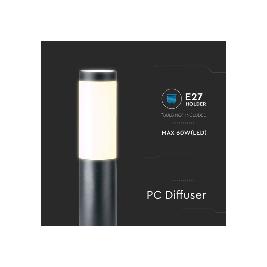 Āra lampa 1xE27/60W/230V IP44 80cm melna