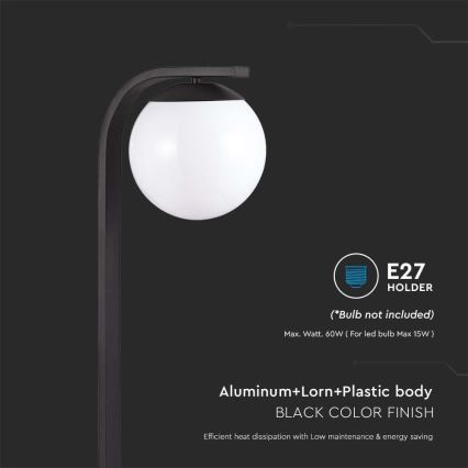 Āra lampa 1xE27/60W/230V IP44 melna