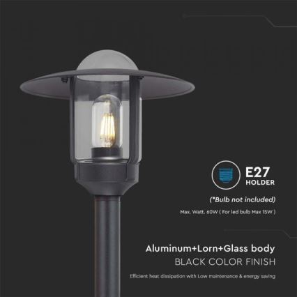 Āra lampa 1xE27/60W/230V IP44 melna