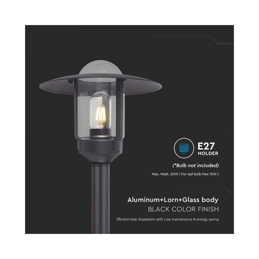 Āra lampa 1xE27/60W/230V IP44 melna